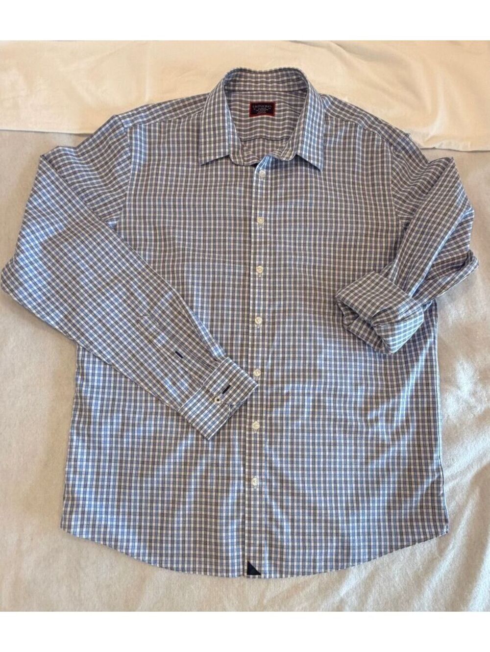 UNTUCKit Men's Button Down in Blue Check size XL